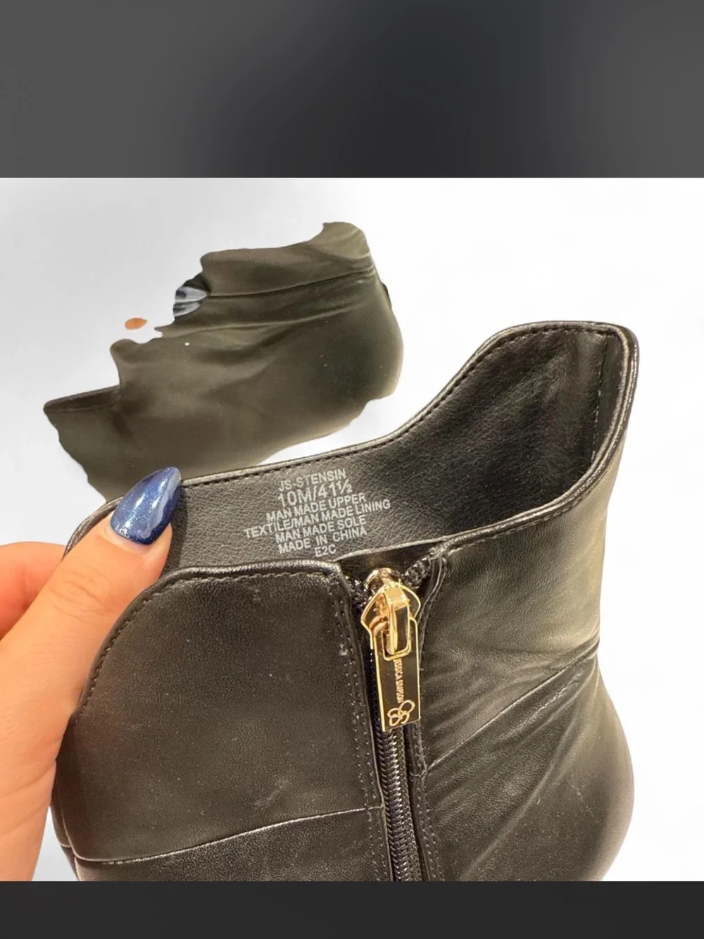 Jessica Simpson Black Leather Platform Ankle Boots with Brown Wood-Look Platform